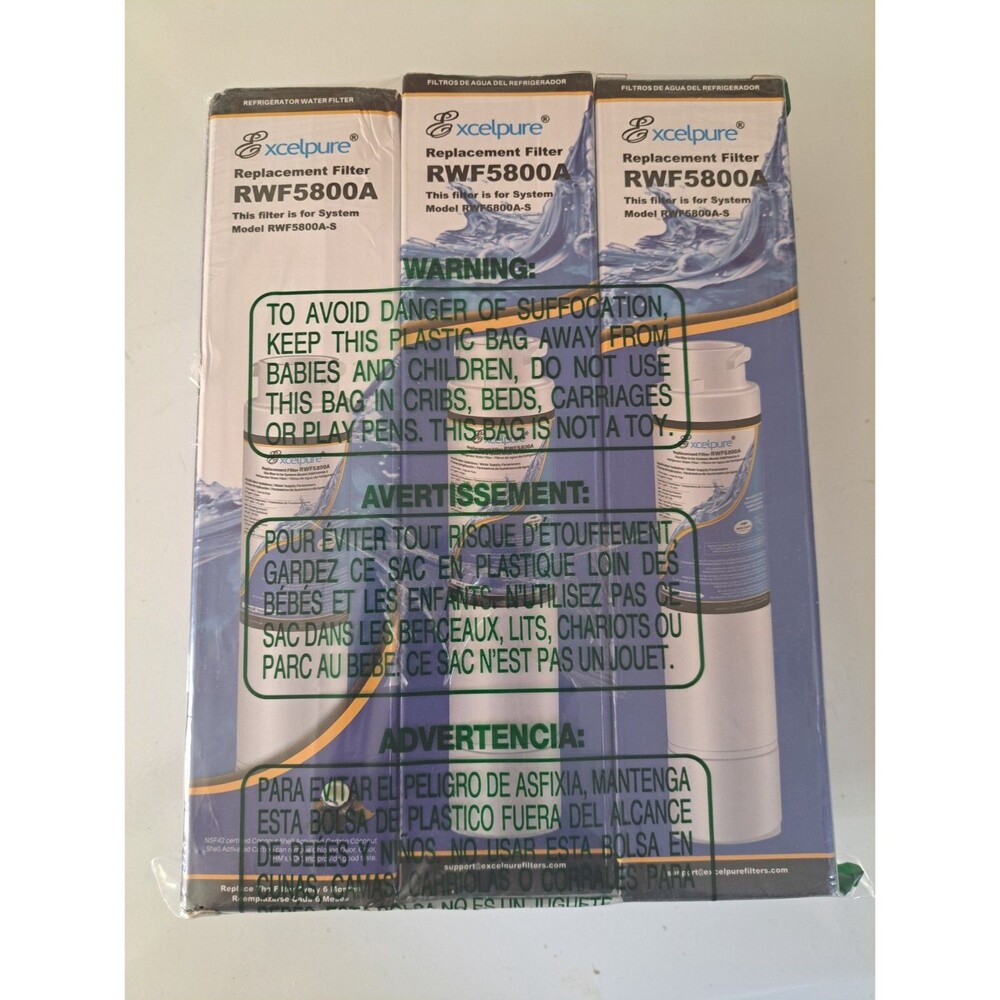 3 pack Excelpure Frigidaire RWF5800A-s Water/Ice Refrigerator Filter (EPTWFU01)